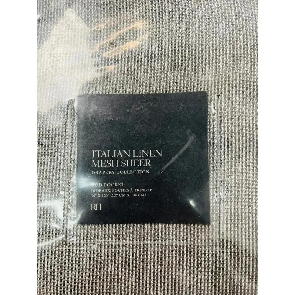 NEW! Hardware Italian Linen Mesh Sheer Drapery- GRAY, 50